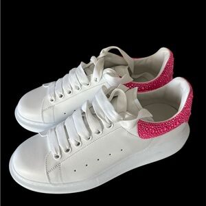 Alexander McQueen White Oversized Sneakers White Pink Glitter’ Size 40